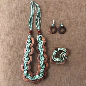 Necklace, bracelet and earring set.